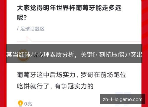 某当红球星心理素质分析,关键时刻抗压能力突出 某当红球星心理素质分析,关键时刻抗压能力突出